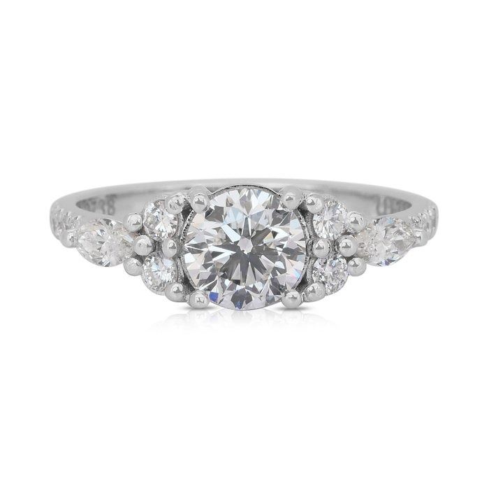 Elegant 1.38ct Diamonds Ring in 18k White Gold - GIA Certified