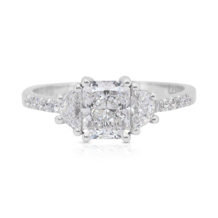 Elegant 1.47ct Double Excellent Ideal Cut Diamonds Ring in 18k White Gold - GIA Certified