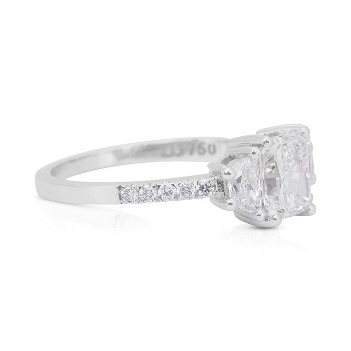 Elegant 1.47ct Double Excellent Ideal Cut Diamonds Ring in 18k White Gold - GIA Certified