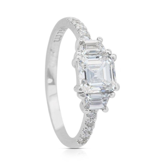 Elegant 1.48ct Diamonds 3-Stone Ring in 18k White Gold - GIA Certified