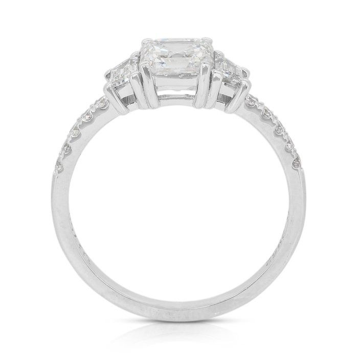 Elegant 1.48ct Diamonds 3-Stone Ring in 18k White Gold - GIA Certified