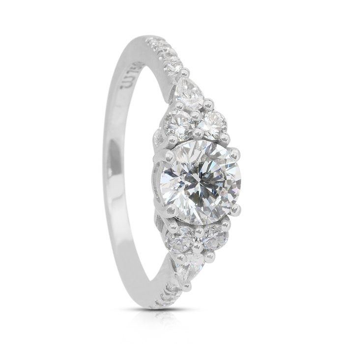 Elegant 1.48ct Diamonds Ring in 18k White Gold - IGI Certified