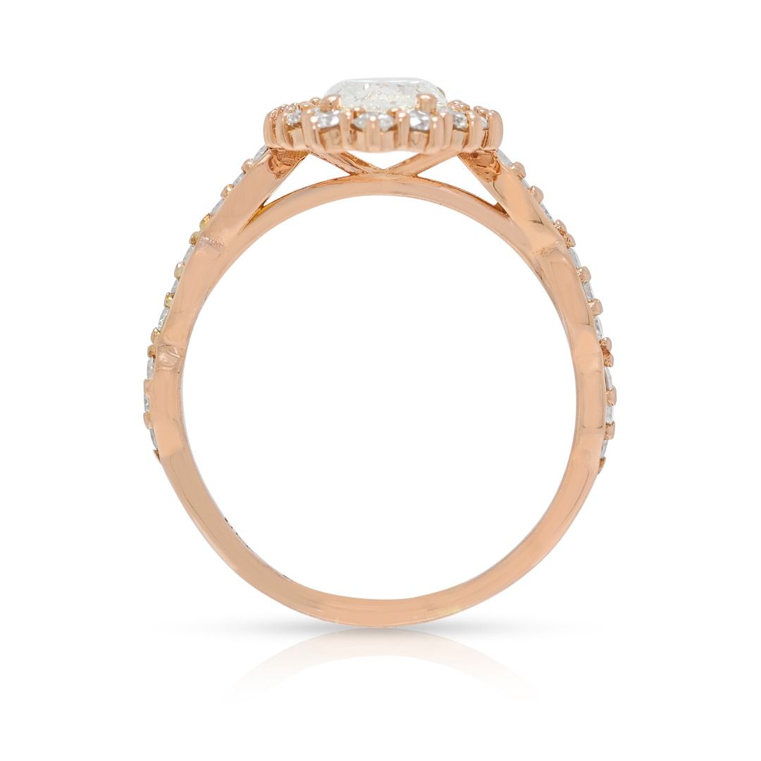 Eleganter 1,51 Karat Diamant Halo Pave Ring in 14K Roségold - AIG zertifiziert