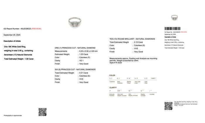 Elegant 1.56ct Diamonds Pave Ring in 18k White Gold - IGI Certified