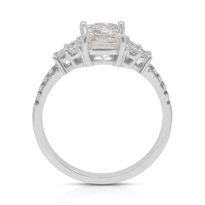 Elegant 1.56ct Diamonds Pave Ring in 18k White Gold - IGI Certified