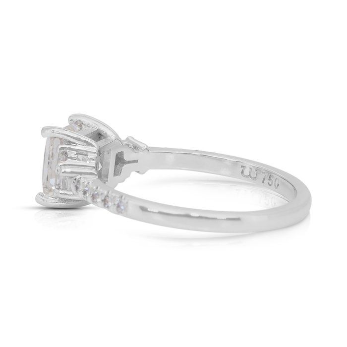 Elegant 1.56ct Diamonds Pave Ring in 18k White Gold - IGI Certified