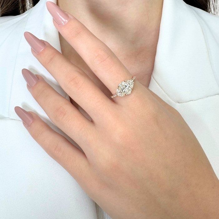 Elegant 1.58ct Diamonds 3-Stone Ring in 18k Rose Gold - IGI Certified