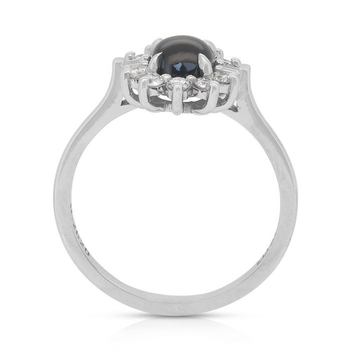 Elegant 1.58ct Star Sapphire and Diamonds Halo Ring in 14k White Gold - IGI Certified