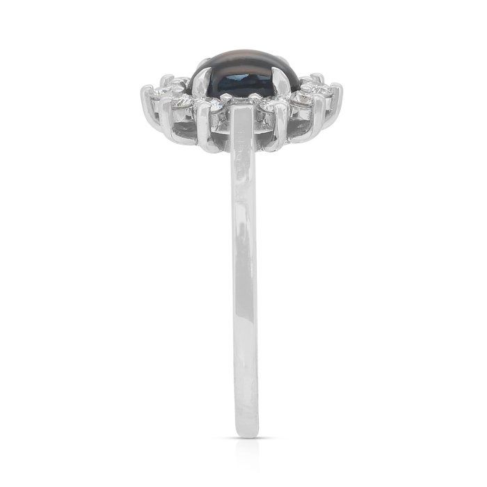 Elegant 1.58ct Star Sapphire and Diamonds Halo Ring in 14k White Gold - IGI Certified