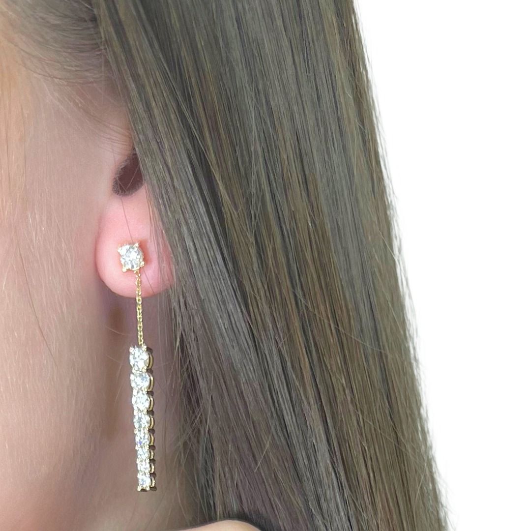 Elegant 2.02ct Diamonds Drop Earrings in 18k Yellow Gold - IGI Certified