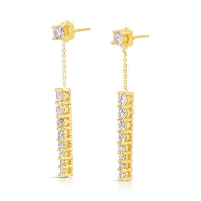 Elegant 2.02ct Diamonds Drop Earrings in 18k Yellow Gold - IGI Certified
