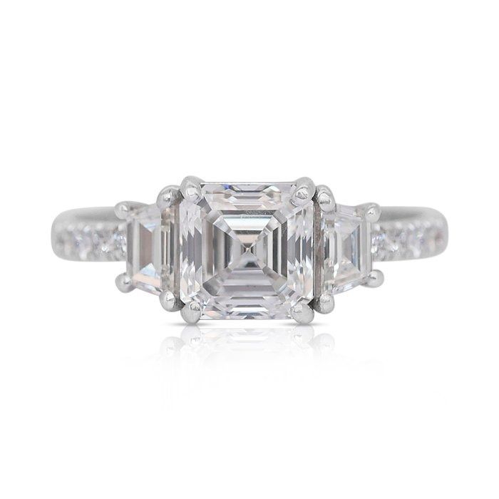 Elegant 2.63ct Diamonds 3-Stone Ring in 18k White Gold - GIA Certificate