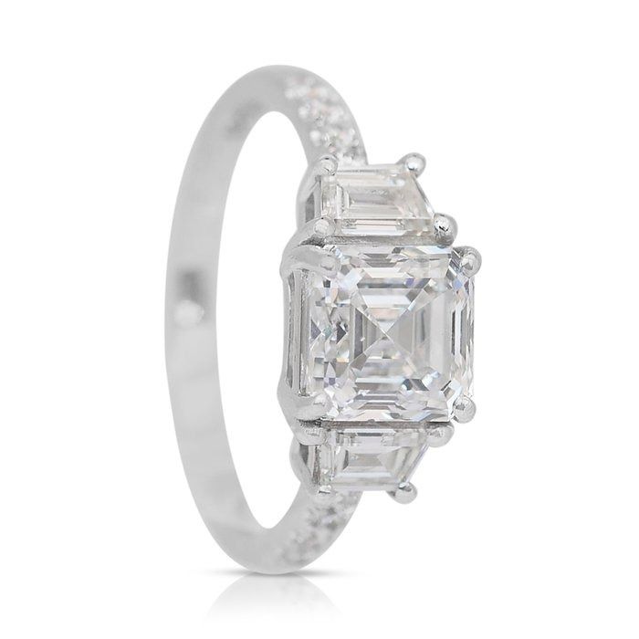 Elegant 2.63ct Diamonds 3-Stone Ring in 18k White Gold - GIA Certificate