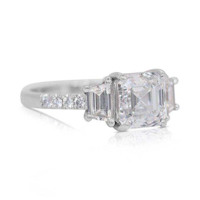 Elegant 2.63ct Diamonds 3-Stone Ring in 18k White Gold - GIA Certificate