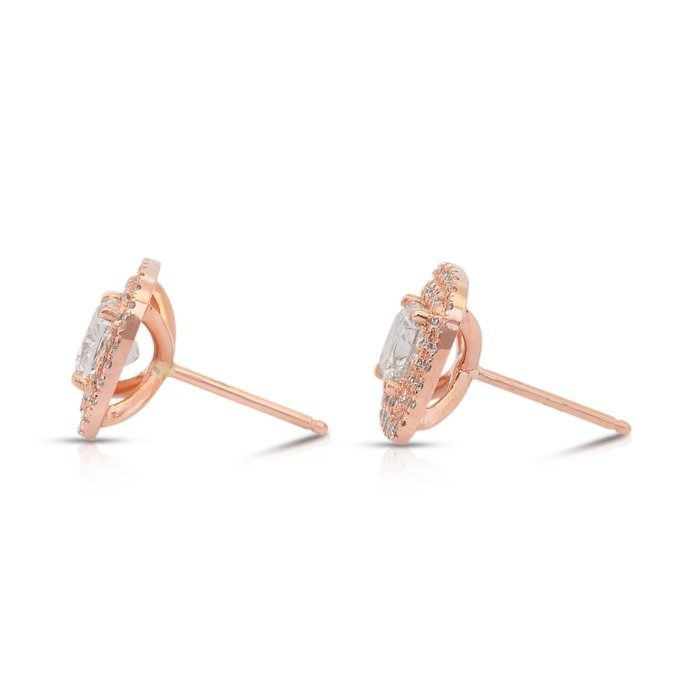 Elegant 2.67ct Diamonds Stud Earrings in 18k Rose Gold - IGI Certified