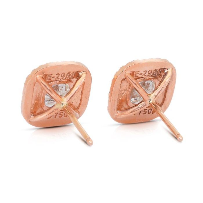 Elegant 2.67ct Diamonds Stud Earrings in 18k Rose Gold - IGI Certified