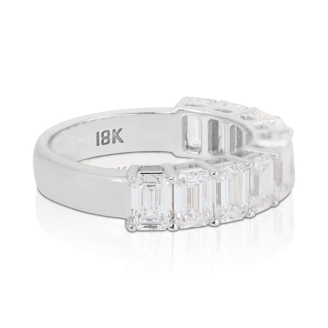 Elegant 3.08ct. Emerald Cut Half Eternity Diamond Ring - GIA Certificate
