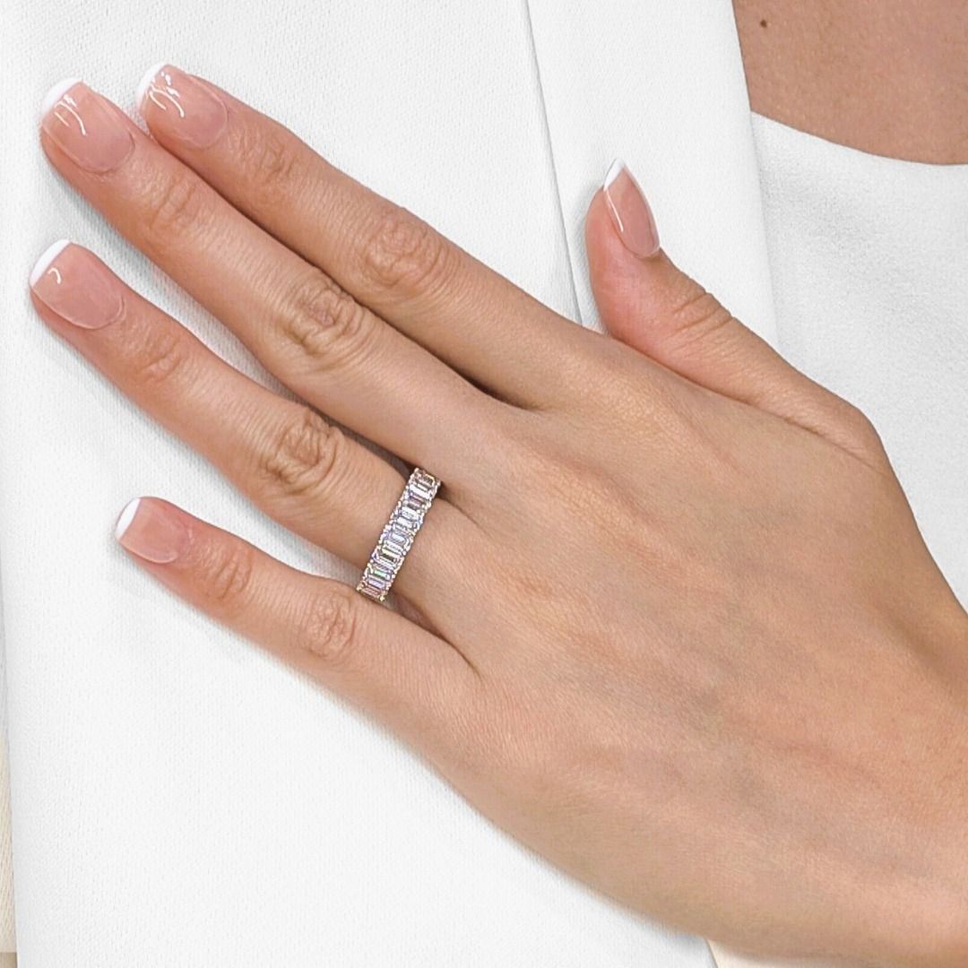 Elegant 3.08ct. Emerald Cut Half Eternity Diamond Ring - GIA Certificate