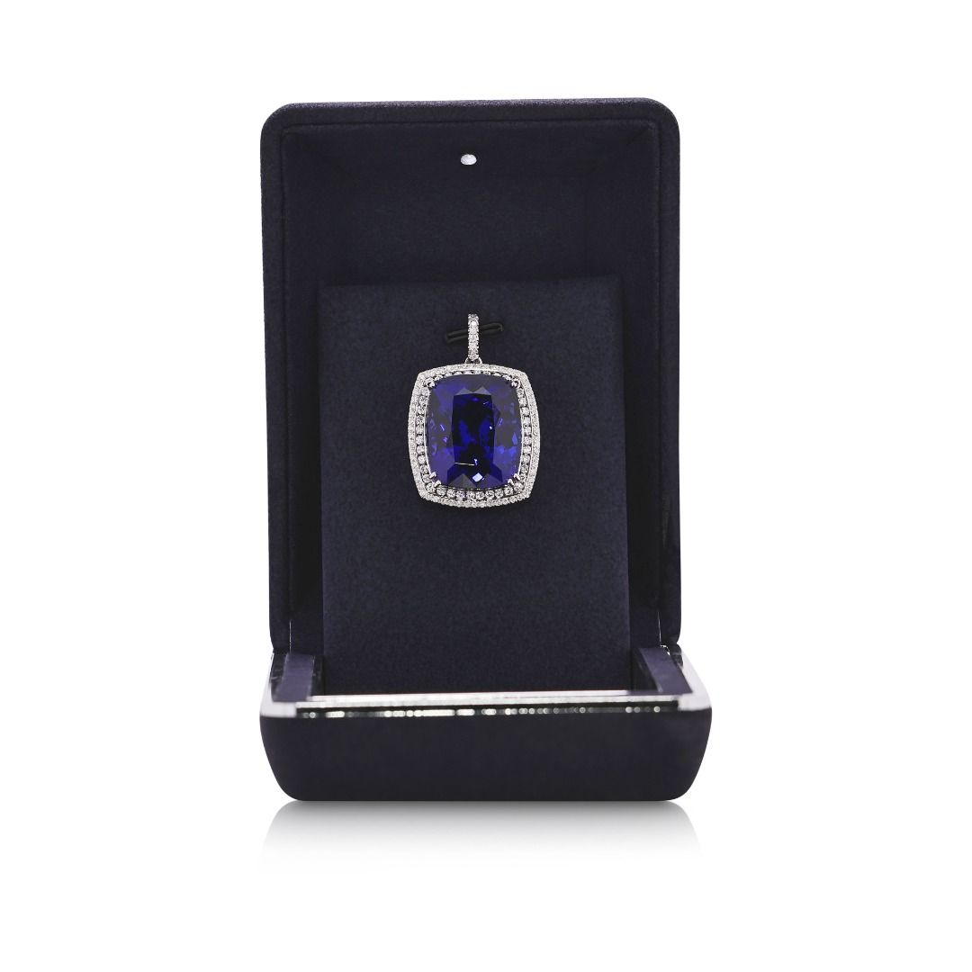 Elegant 49.06ct Natural Tanzanite and Diamond High-Jewelry Statement Pendant - NGI Certified