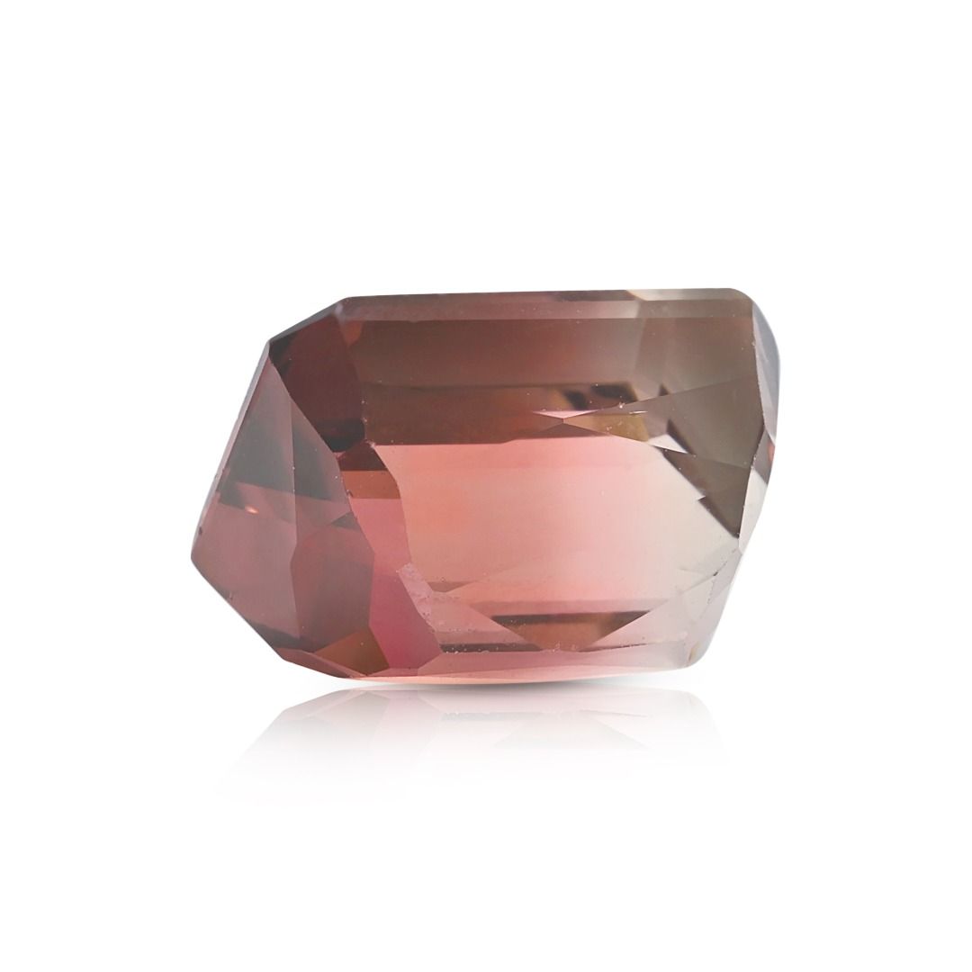 Elegant 7.39ct Bi-Color Rectangular Modified Brilliant Natural Tourmaline Loose Gemstone with NGI Certificate
