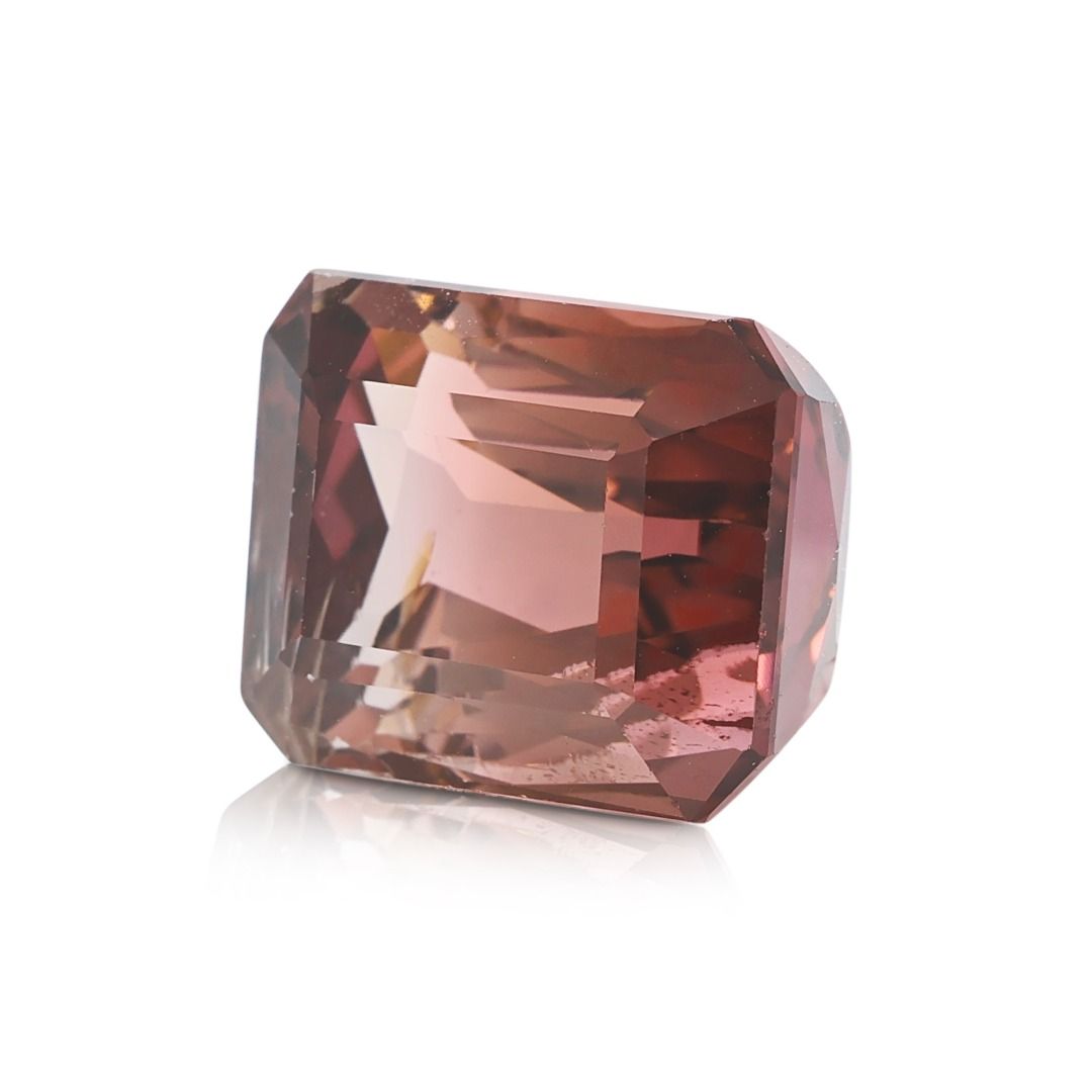 Elegant 7.39ct Bi-Color Rectangular Modified Brilliant Natural Tourmaline Loose Gemstone with NGI Certificate