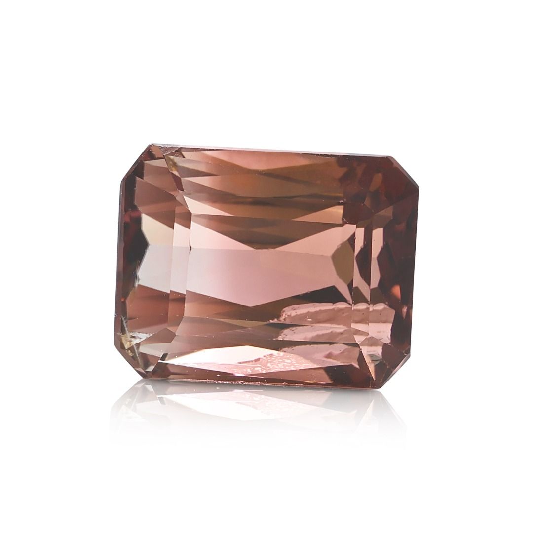 Elegant 7.39ct Bi-Color Rectangular Modified Brilliant Natural Tourmaline Loose Gemstone with NGI Certificate