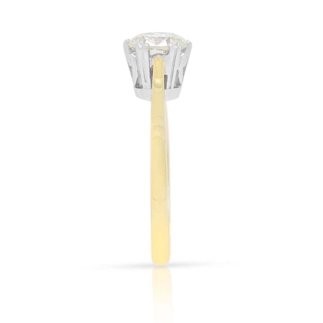 Ethereal 0.90ct Natural Diamond Round Brilliant Crown-Set Solitaire Ring in 18K Yellow Gold