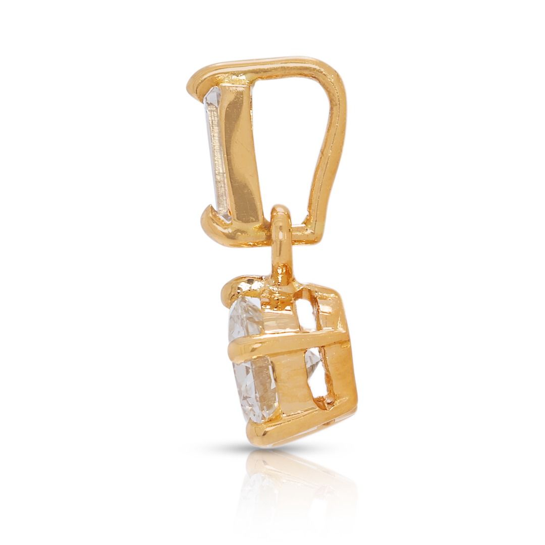 Exceptional 0.61ct Natural Diamond Pendant in 22K Yellow Gold
