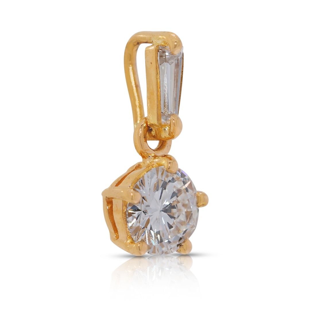 Exceptional 0.61ct Natural Diamond Pendant in 22K Yellow Gold