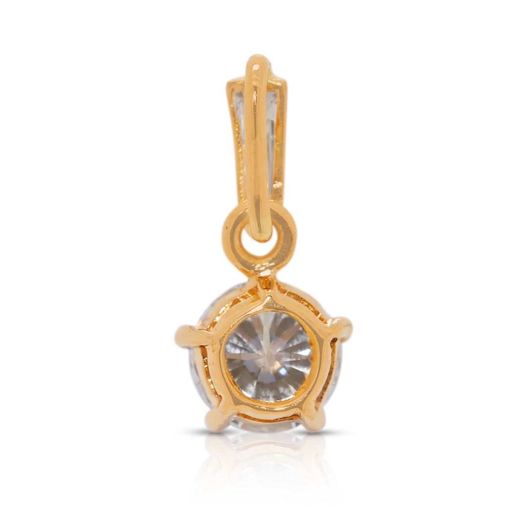 Exceptional 0.61ct Natural Diamond Pendant in 22K Yellow Gold