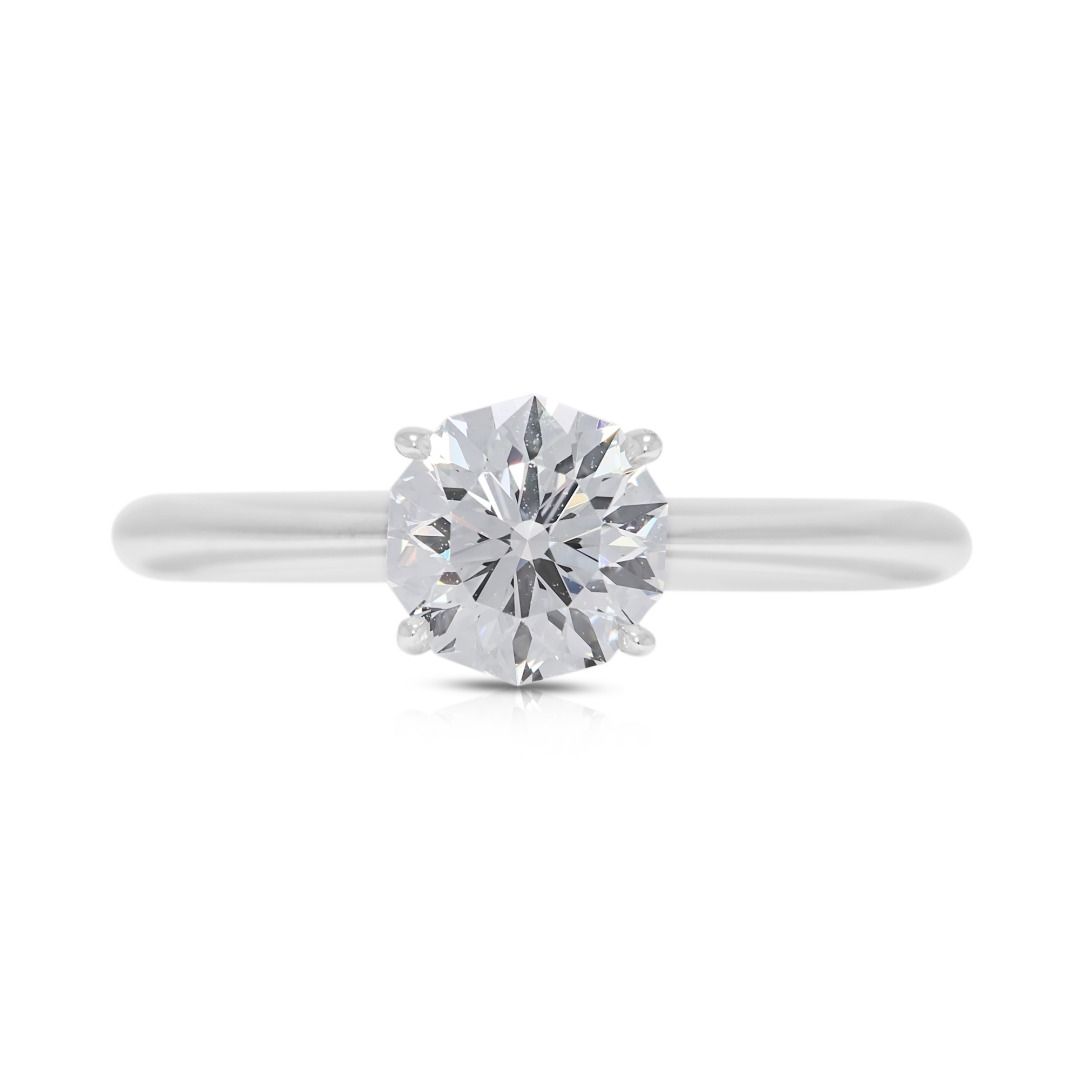 Exceptional 0.75ct Natural Diamond Solitaire 18K White Gold Ring by JANNPAUL - AGS Certified
