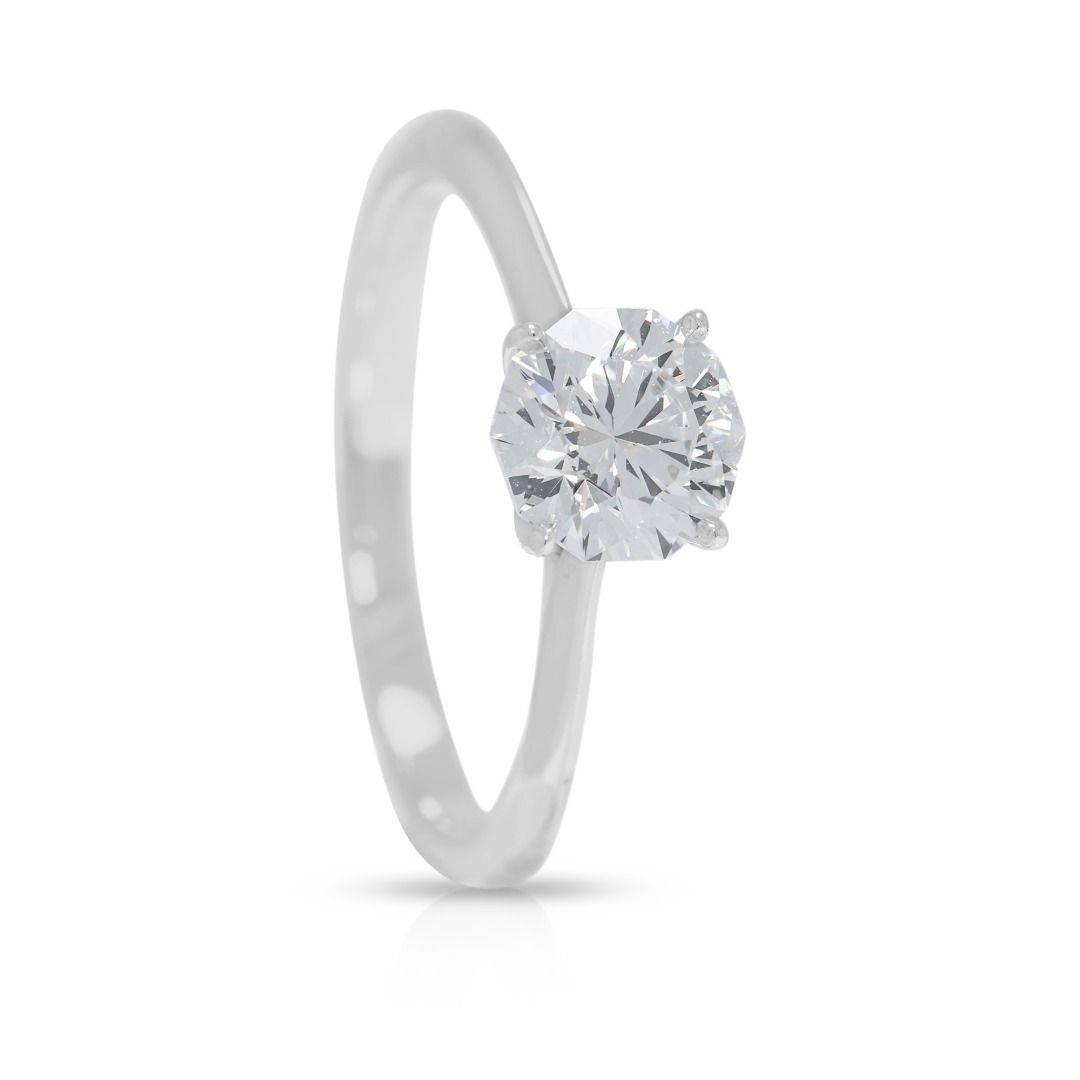 Exceptional 0.75ct Natural Diamond Solitaire 18K White Gold Ring by JANNPAUL - AGS Certified