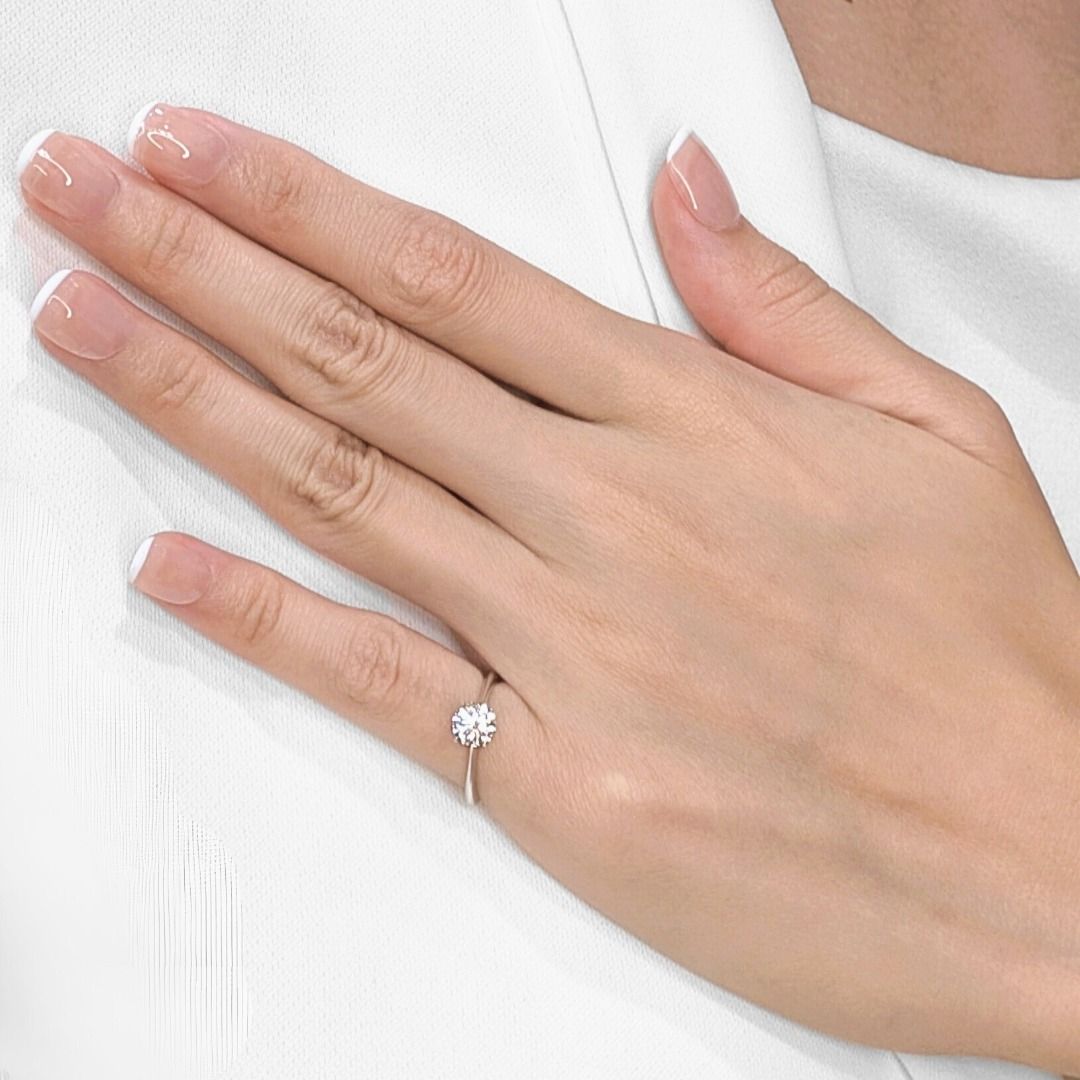 Exceptional 0.75ct Natural Diamond Solitaire 18K White Gold Ring by JANNPAUL - AGS Certified