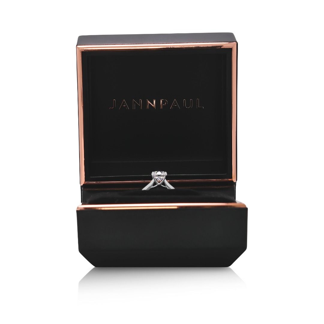 Exceptional 0.75ct Natural Diamond Solitaire 18K White Gold Ring by JANNPAUL - AGS Certified