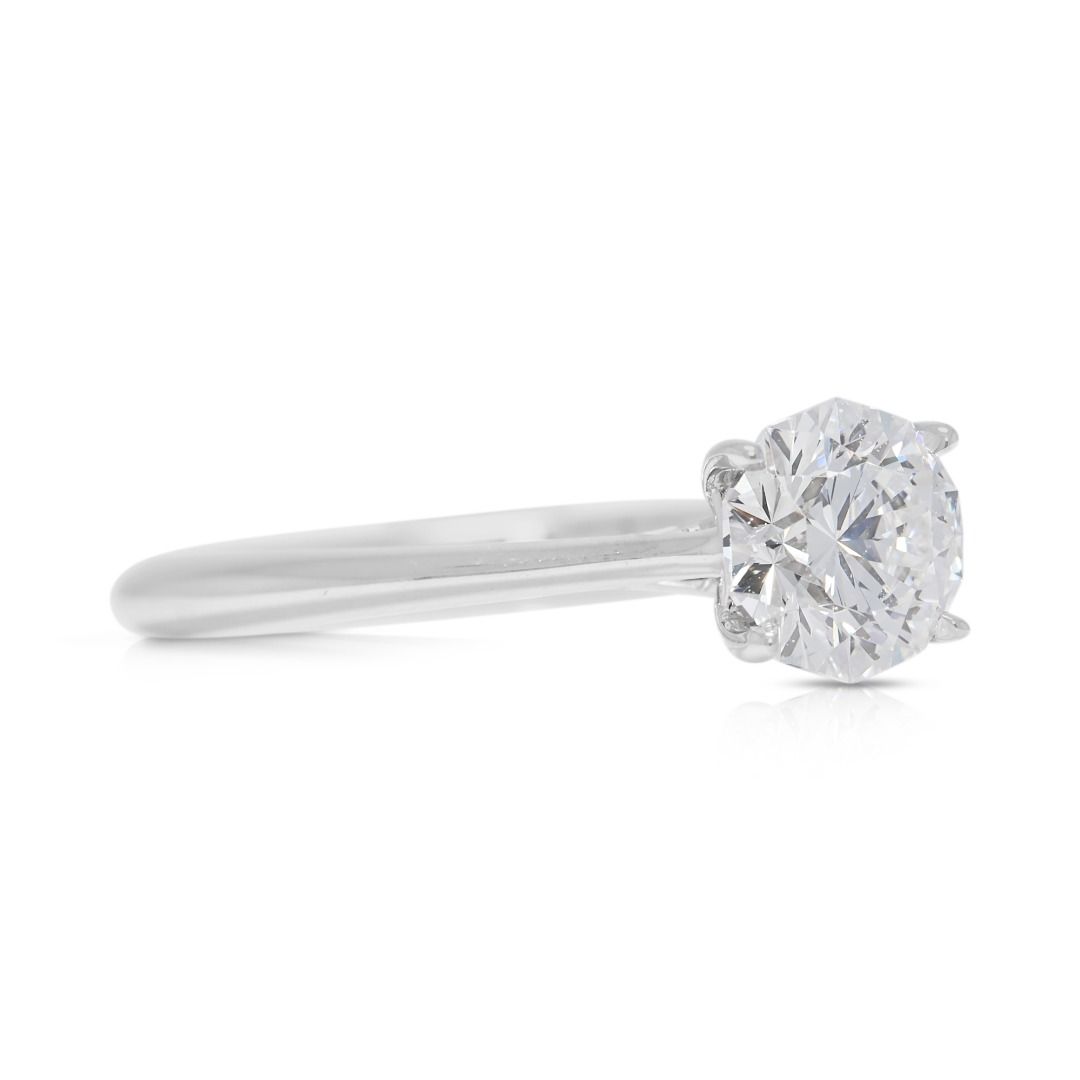 Exceptional 0.75ct Natural Diamond Solitaire 18K White Gold Ring by JANNPAUL - AGS Certified