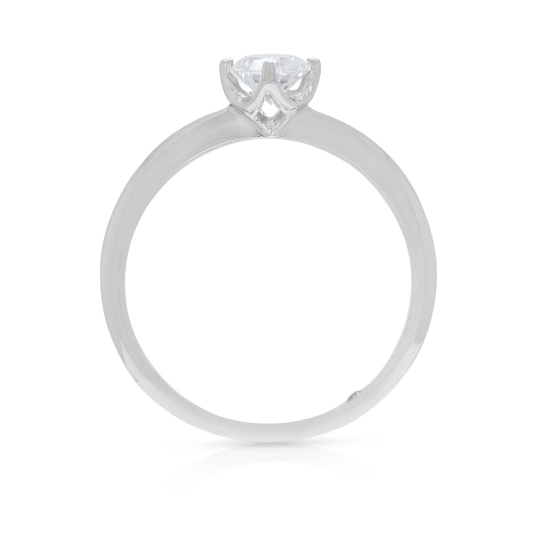 Exquisite 0.38ct Natural Diamond Solitaire 18k White Gold Ring - GIA Certified
