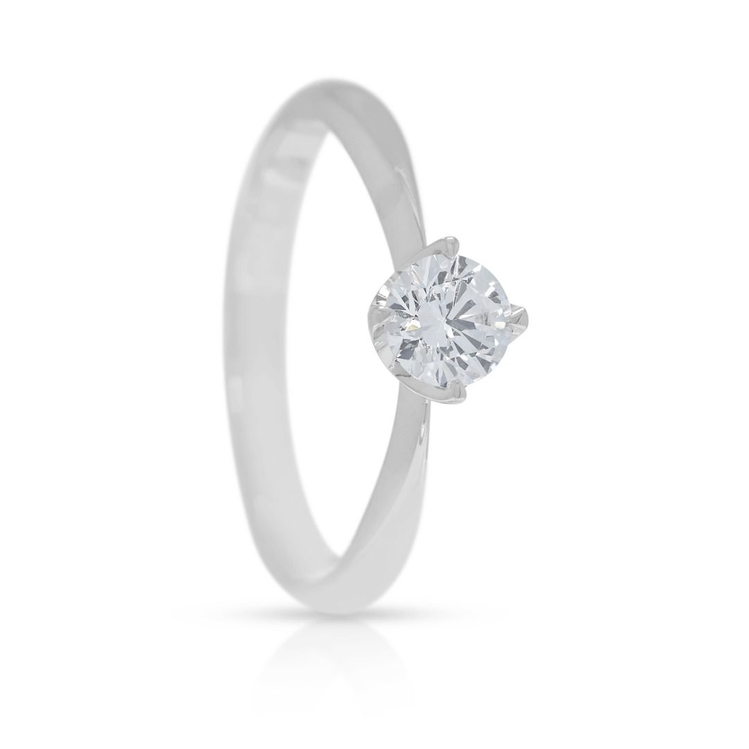 Exquisite 0.38ct Natural Diamond Solitaire 18k White Gold Ring - GIA Certified