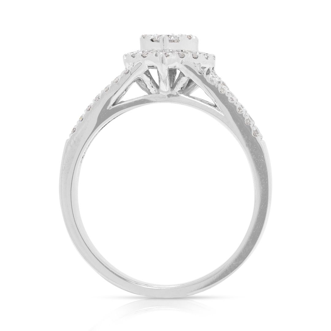 Exquisite 0.81ct Round Brilliant Natural Diamond Ring in 18K White Gold