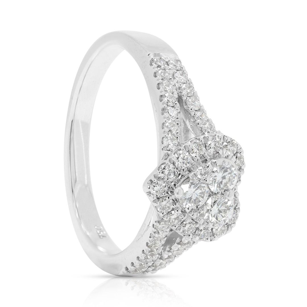 Exquisite 0.81ct Round Brilliant Natural Diamond Ring in 18K White Gold