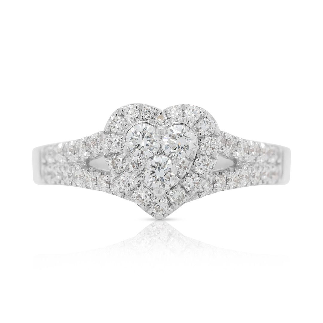 Exquisite 0.81ct Round Brilliant Natural Diamond Ring in 18K White Gold