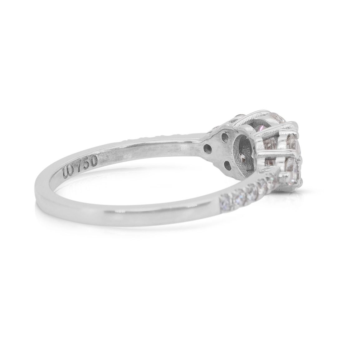Exquisite 1.38ct Diamonds Pave Ring in 18k White Gold - IGI Certified