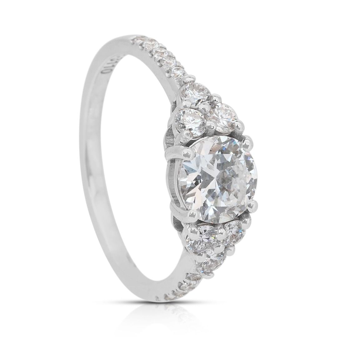 Exquisite 1.38ct Diamonds Pave Ring in 18k White Gold - IGI Certified