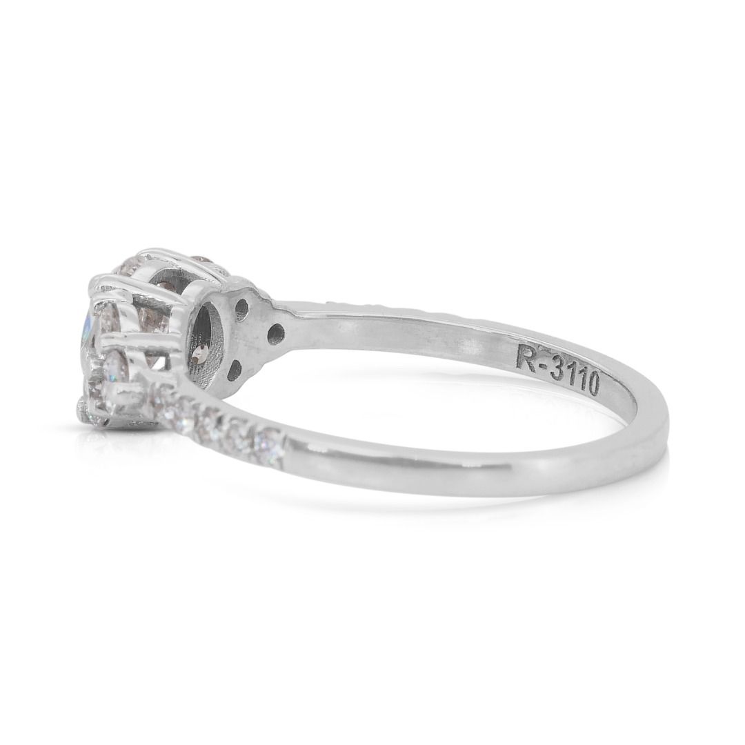 Exquisite 1.38ct Diamonds Pave Ring in 18k White Gold - IGI Certified