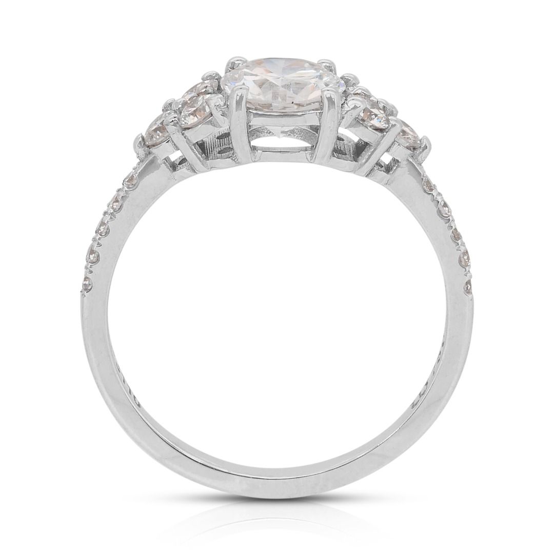 Exquisite 1.38ct Diamonds Pave Ring in 18k White Gold - IGI Certified