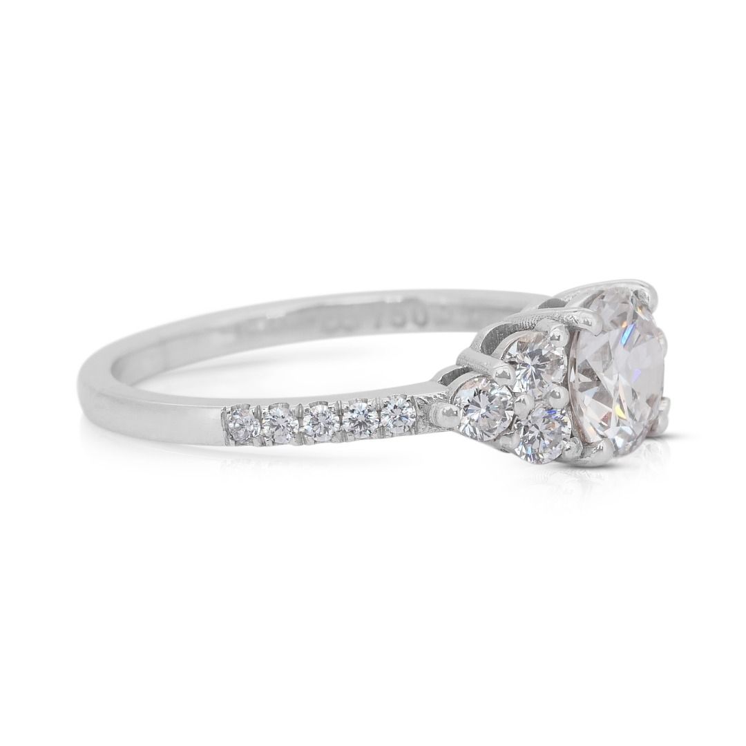 Exquisite 1.38ct Diamonds Pave Ring in 18k White Gold - IGI Certified