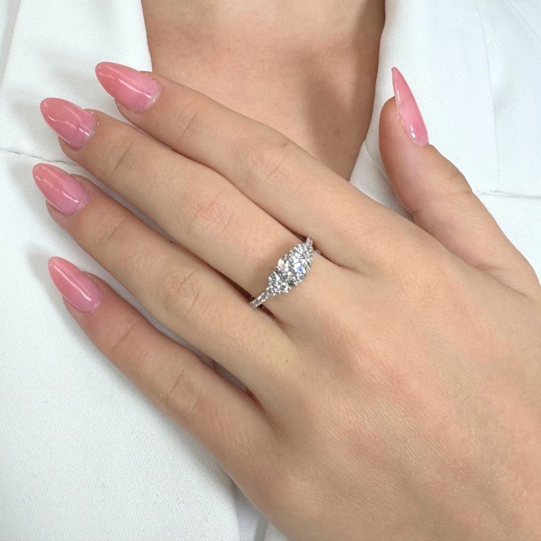 Exquisite 1.38ct Diamonds Pave Ring in 18k White Gold - IGI Certified