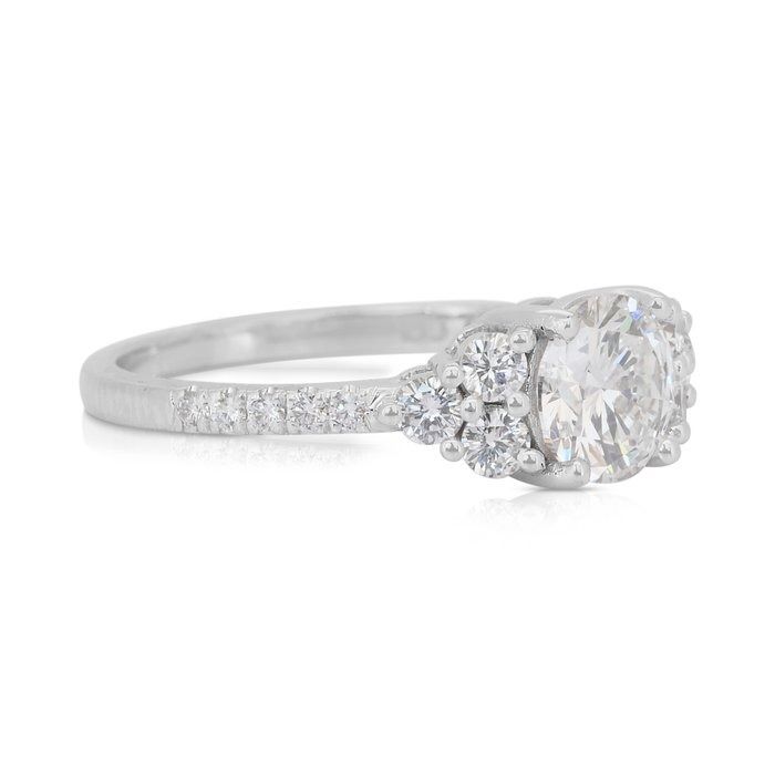 Exquisite 1.42ct Diamonds Pave Ring in 18k White Gold - IGI Certified