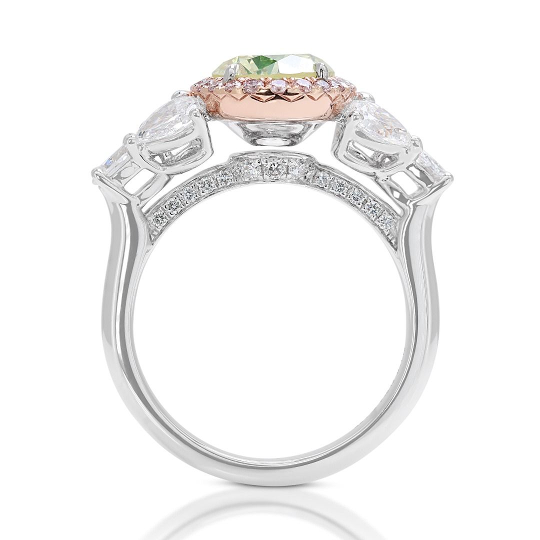 Exquisite 1.53ct Diamond Pave Ring with Side Diamonds in 18K White Gold