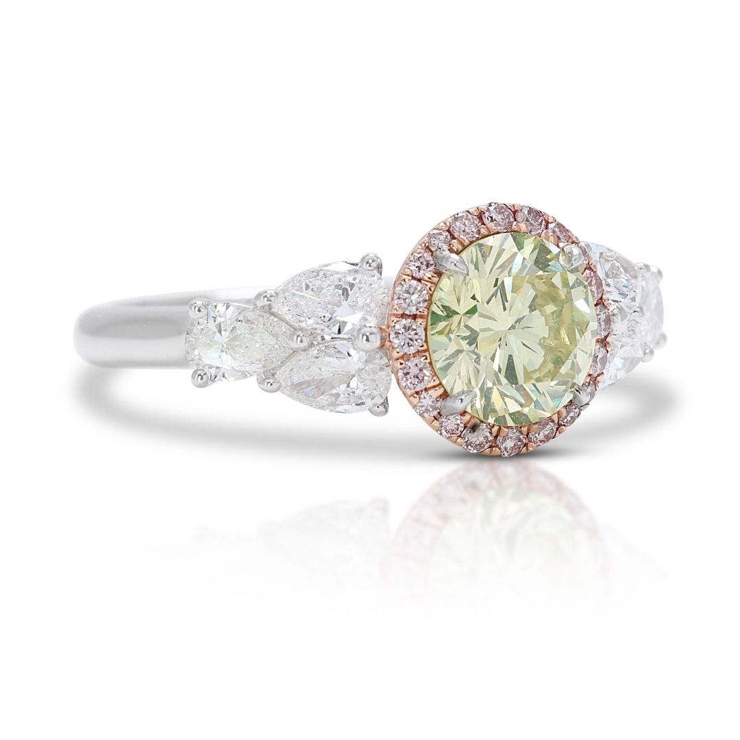 Exquisite 1.53ct Diamond Pave Ring with Side Diamonds in 18K White Gold