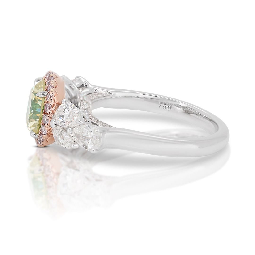 Exquisite 1.53ct Diamond Pave Ring with Side Diamonds in 18K White Gold